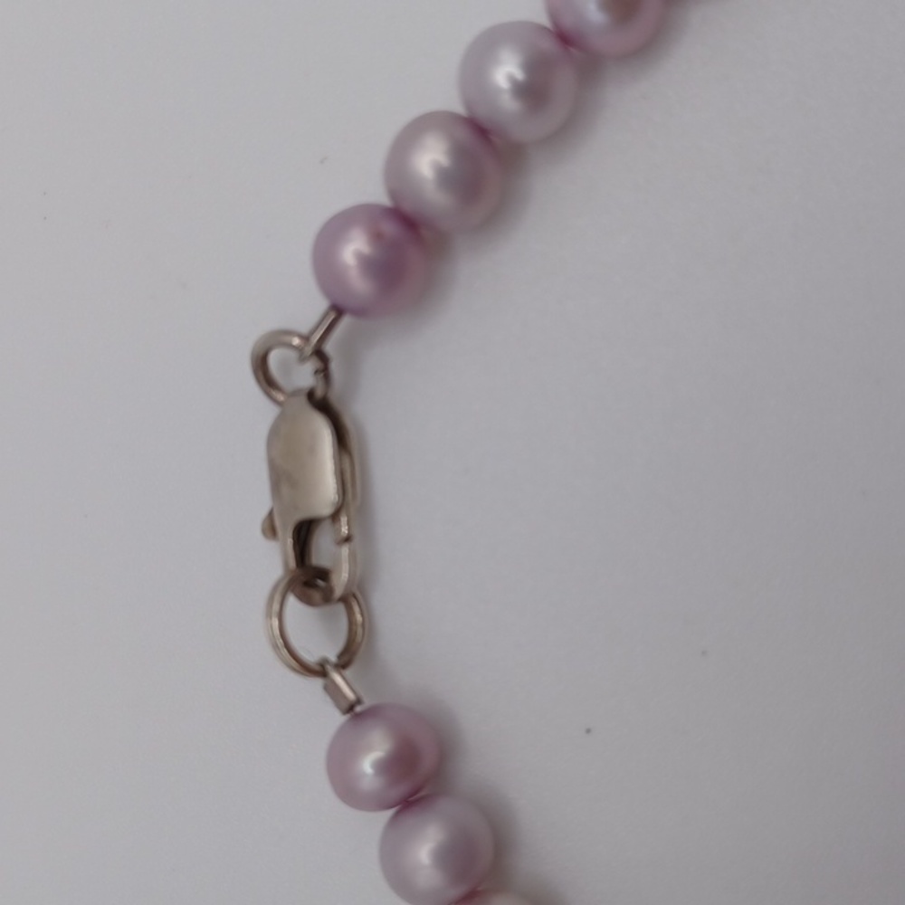 Lavender Freshwater Pearl Necklace 925 Clasp - Picture 4 of 6